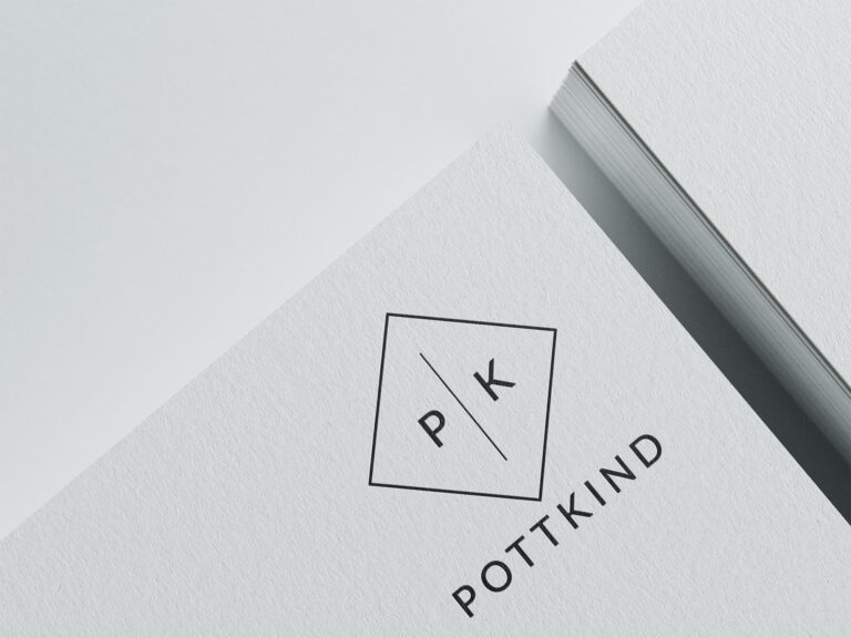 Modernes Pottkind-Logo auf Papier.